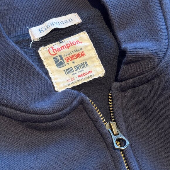 Kingsman Todd Snyder Champion Striped Cotton-Blend Zip-Up Sweatshirt Size Small - Picture 3 of 9
